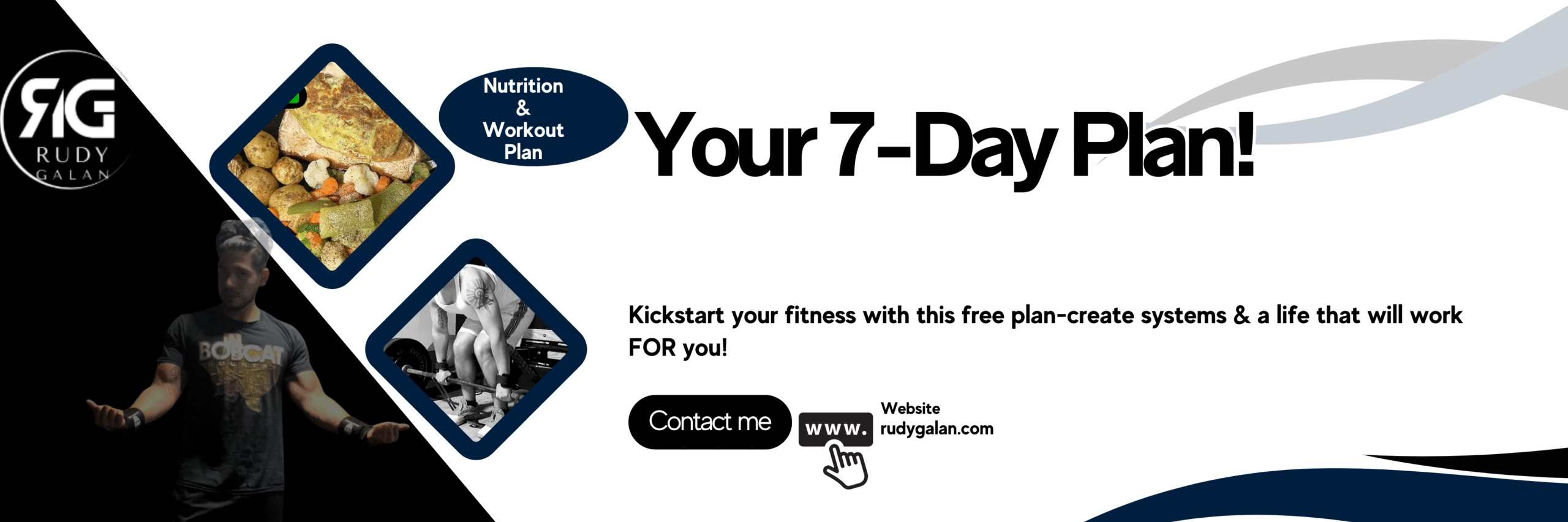 Free 7-day guide banner Free 7-day nutrition and workout guide banner by Rudy Galan